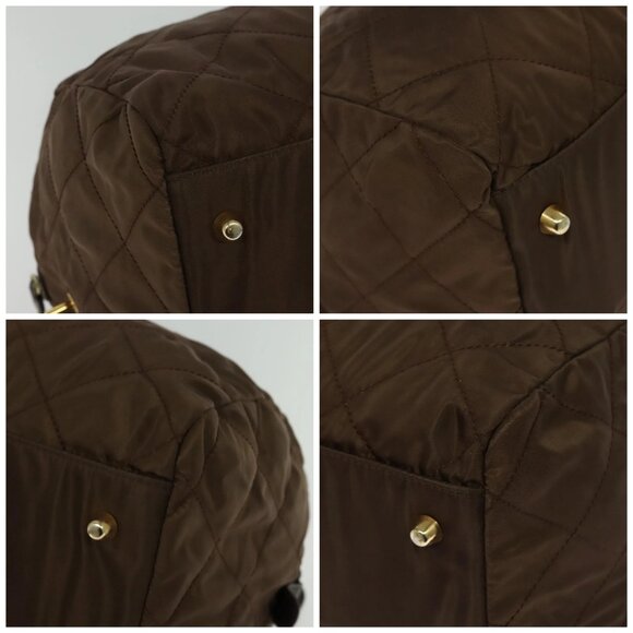 PRADA Boston Bag Nylon Brown Gold Auth sw1308 - Picture 14 of 16